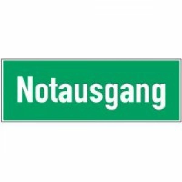 "Notausgang" (Wortschild)